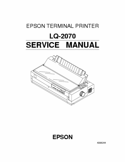 Epson LQ-2070 EPSON TERMINAL PRINTER LQ-2070 Service Manual